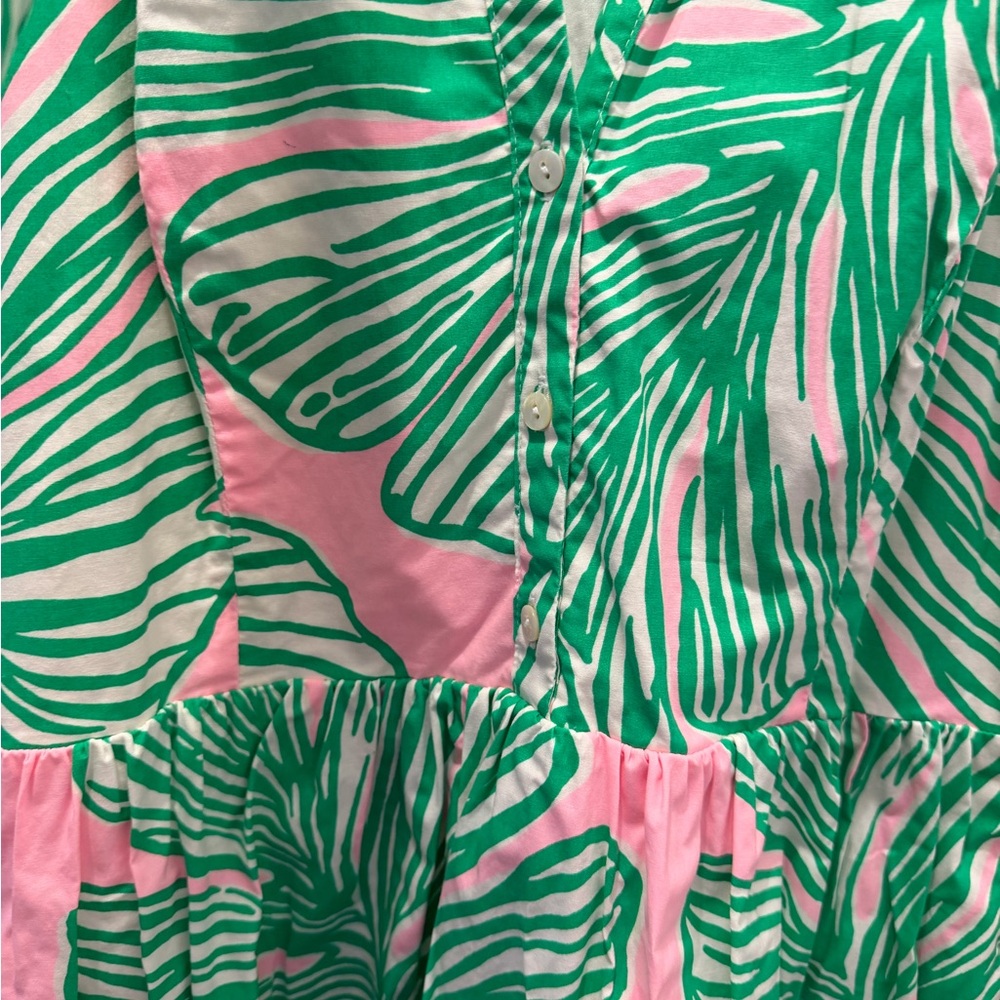 LILLY PULITZER TRISHA STRETCH SHIRTDRESS SIZE 8 WHO LET THE FRONDS OUT EXCELLENT - Picture 5 of 14